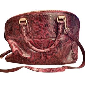 Cole Haan Burgundy Snake Print Satchel